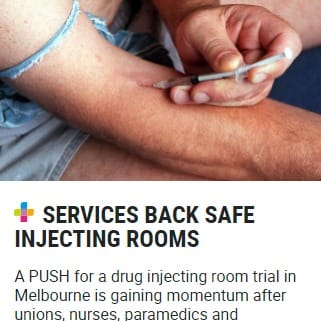 Herald Sun | SERVICES BACK SAFE INJECTING ROOMS